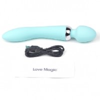 Wand Massager Dual Vibrators Rechargeable 20 Function, Teal, BOTH ENDS, VIBRATE INDEPENDENTLY